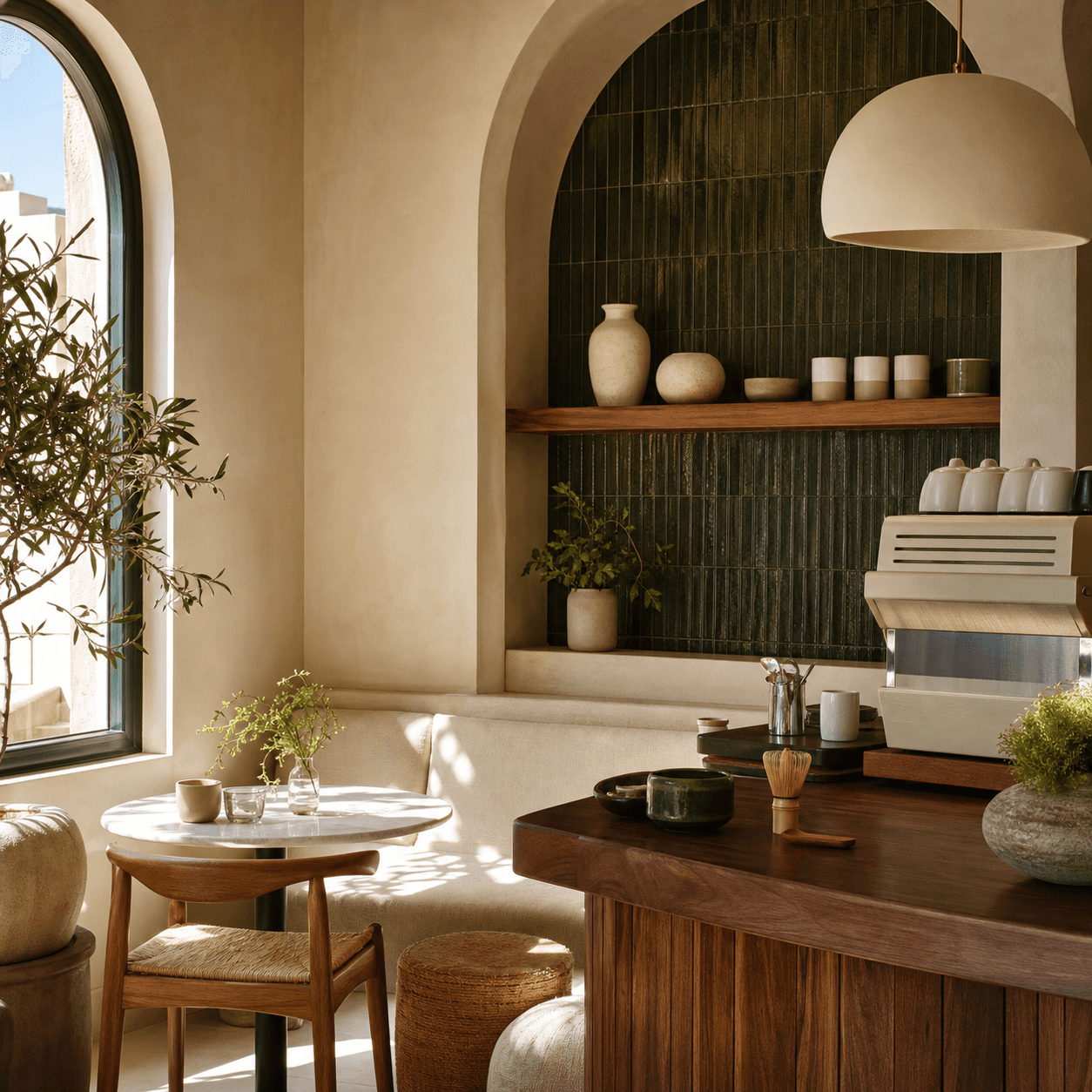 Warm NOSO cafe interior